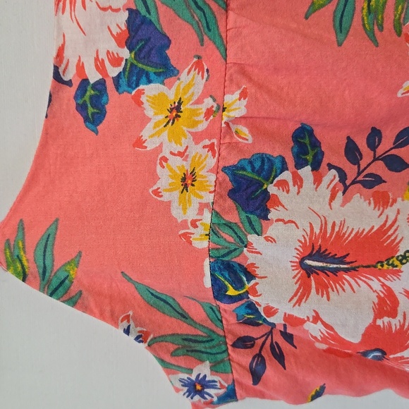 GAP Kids Girls Pink Tropical Floral Tiered Dress Size Small 6/7‎ Luau Cotton - Picture 2 of 13